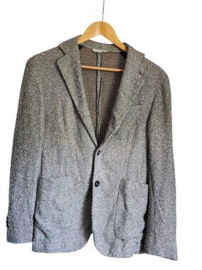 Manuel Ritz Gray Tweed Knit Blazer Jacket | Two Button Sport Coat S/M